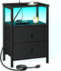 Night Stand, LED Black Nightstand by LOAKEKEL