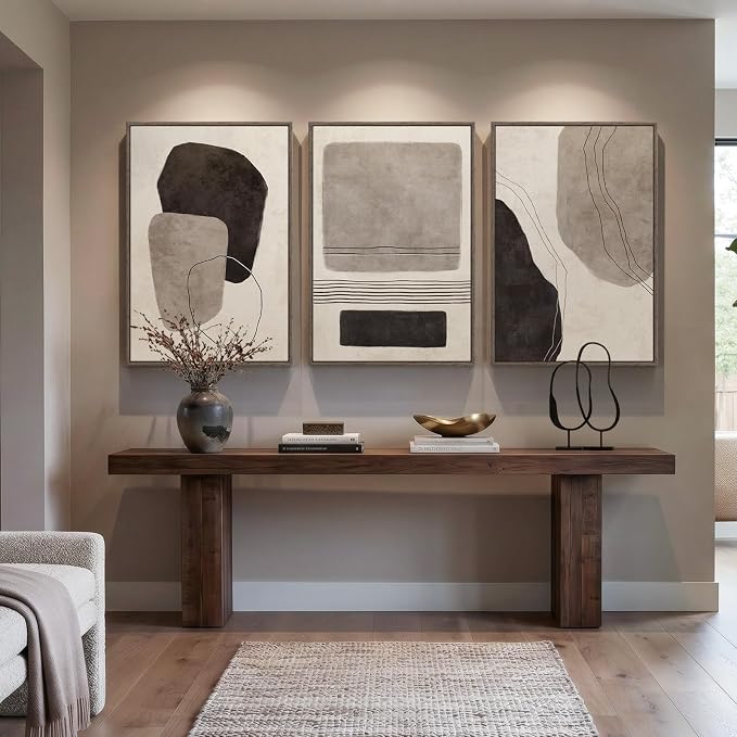 Large Framed Neutral Abstract Wall Art - Image 3