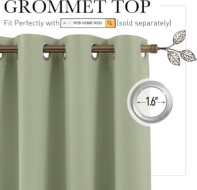 RYB HOME Privacy Curtain for Sliding Glass Door Basement Bedroom Closet | Light - Image 2