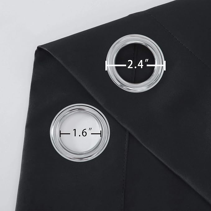 Black Blackout Curtains 66 x 63 Inch Length/Set of 2 Curtain Panels/Thermal - Image 5