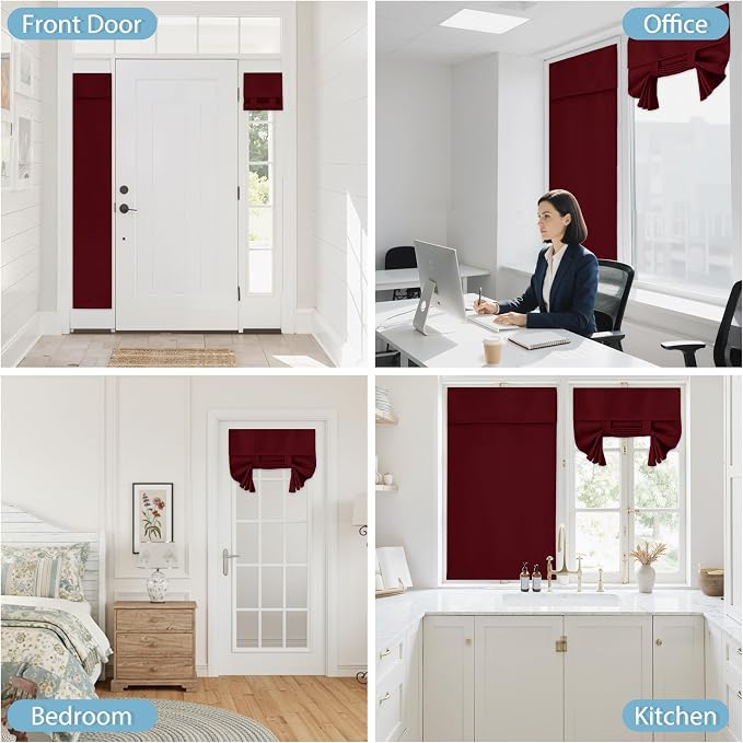 RYB HOME Blackout Door Curtain for Patio Front Tricia French Door Window | - Image 9