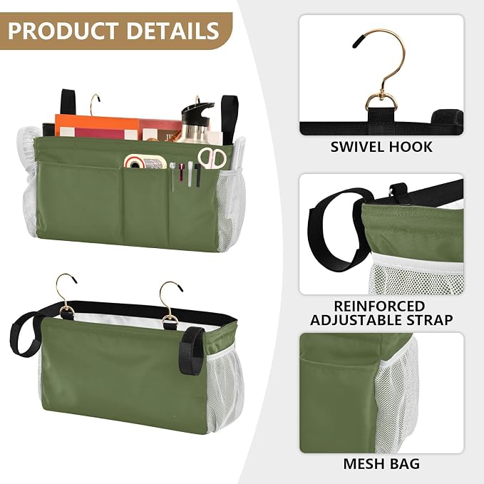 Dark Cyan Bedside Caddy Storage Bag Bedside Organizer - Image 5