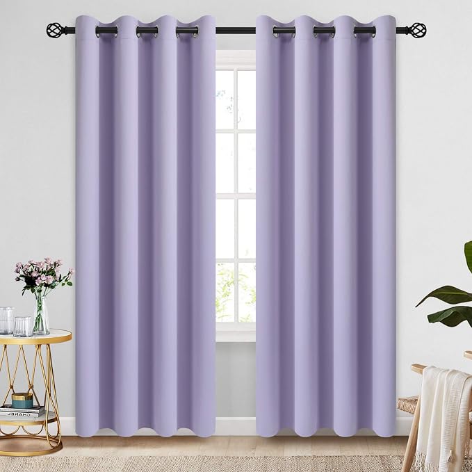 COSVIYA Grommet Room Darkening Lilac Curtains 84 inch Long by COSVIYA