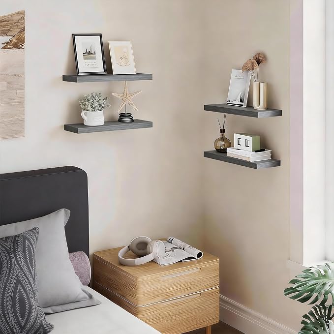 BAYKA Grey Floating Shelves 15.7in, Wall Mounted - Image 5