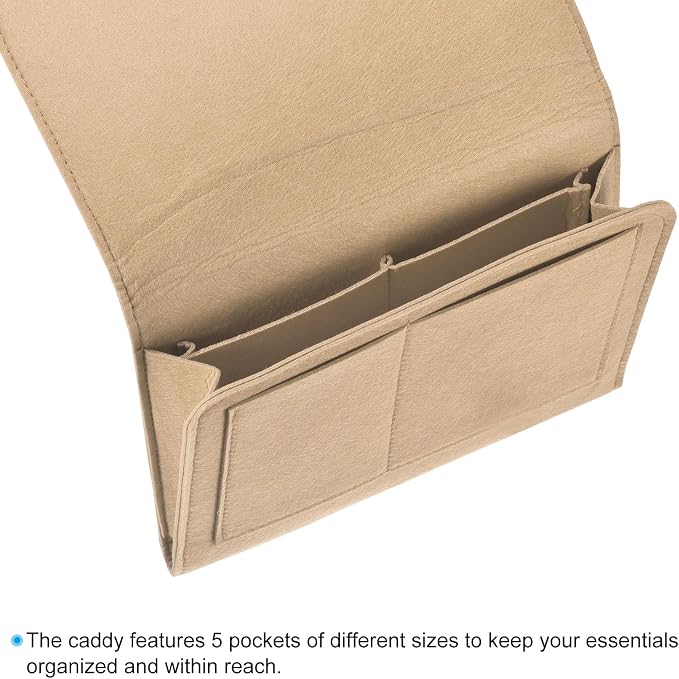 PATIKIL 11in Bedside Caddy, Bed Caddy Bedside Organizer Hanging 5 Pocket Soft - Image 3