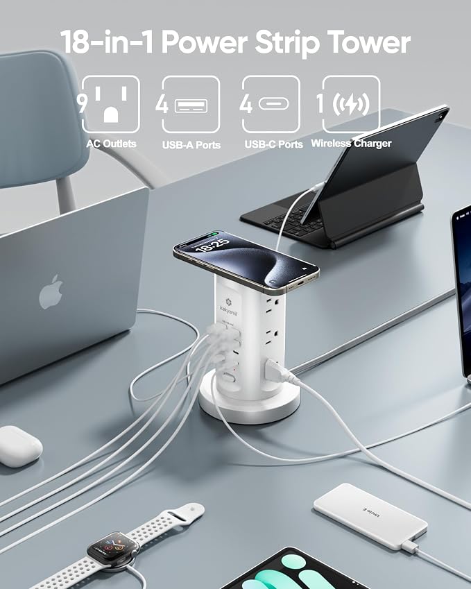 Kakyanill 30W USB Charging Station, Power Strip Tower - Image 3