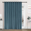Macochico 100% Blackout Chenille Curtains for Sliding Door Thermal Insulated Noise Reducing Drapery for Living Room Bedroom Hotel, Grommet Curtains with Tieback, Teal Blue, 120" Wx96 L 1 Panel