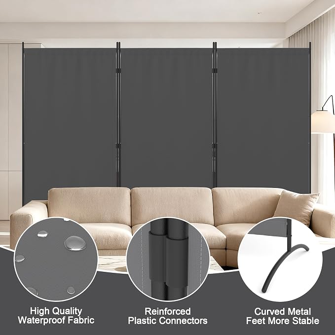 3 Panel Room Divider 6 Ft Folding Screen Room Dividers - Image 3