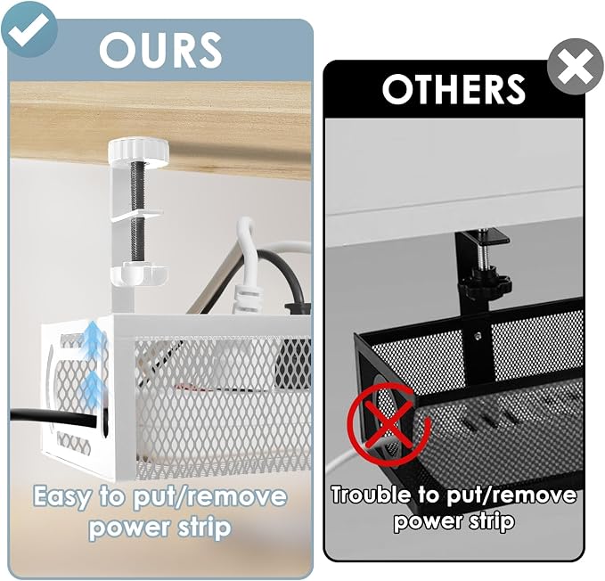 Cable Management Under Desk, Under Desk Cable Management Tray | No Drill Cable - Image 5