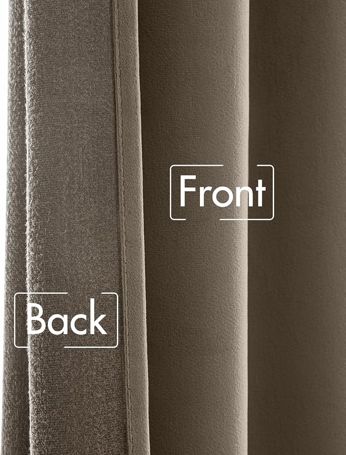 MIULEE Taupe Velvet Pinch Pleat Blackout Curtains W52 X L84 Inches | 2 Panels - Image 7