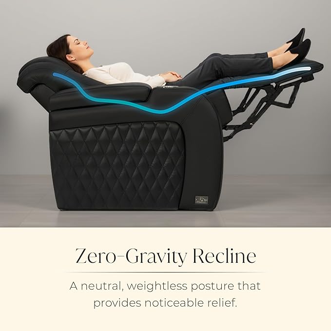Seatcraft Diamante Zero-Gravity CoolZero Italian Leather Home Theater Seating, Power Headrest, Power Recline, Row of 5 Dual Loveseats, Black