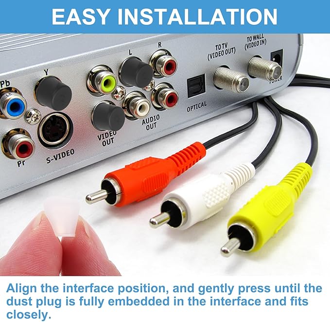 PATIKIL RCA Anti Dust Plug Dustproof Cover, 20pcs 0.4"/10mm Port Stopper Protector Silicone RCA Female Connector for TV Speaker Set-Top Boxes DVD Players Projectors, Clear