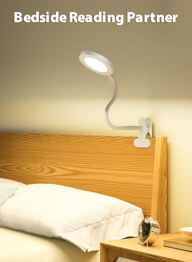 White Clip On Reading Light, 450LM Book Light, 3 Modes Stepless Dim | CRI95 - Image 6