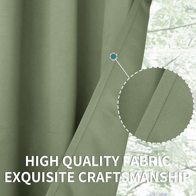 BGment Olive Green Blackout Curtains 48 Inches Length - Image 6