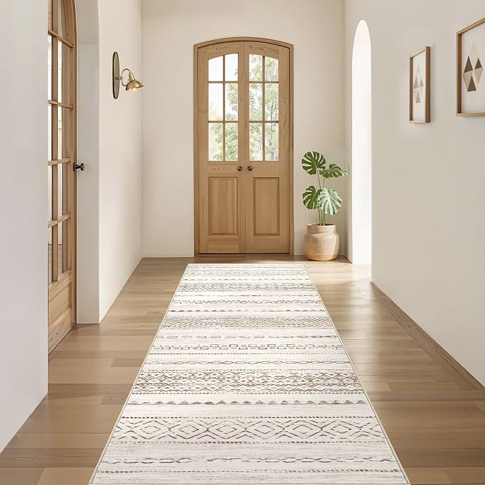 Nakagishi Boho 2x6 Runner Rug Machine Washable Rugs Non Slip Brown | Soft - Image 4