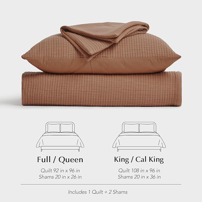 EVERGRACEHOME Cotton Gauze Matelassé Coverlet, King Size, Terracotta Clay | - Image 9