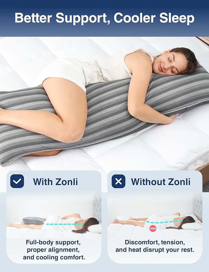 ZonLi Cooling Body Pillow for Adults, Long Pillow - Image 8