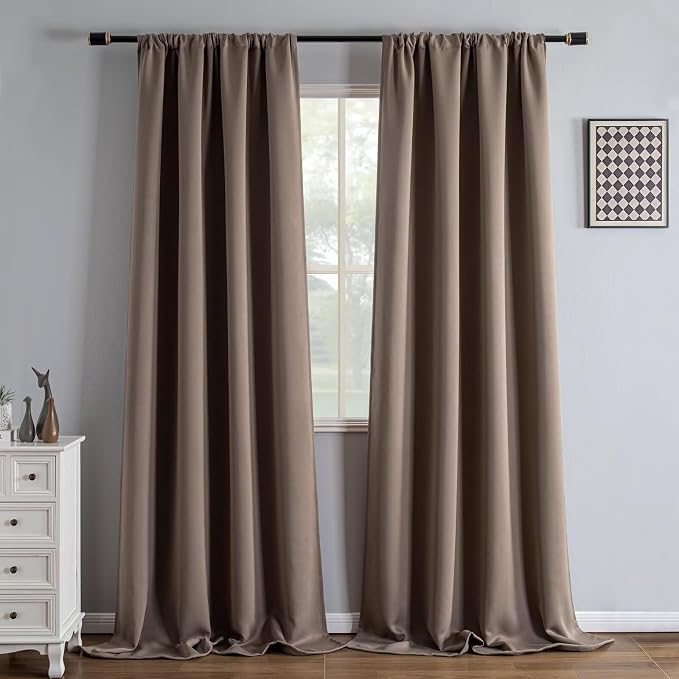 IGEMAEVE Blackout Curtains for Bedroom Grommets Khaki 52" W x 108" L | Living by IGEMAEVE