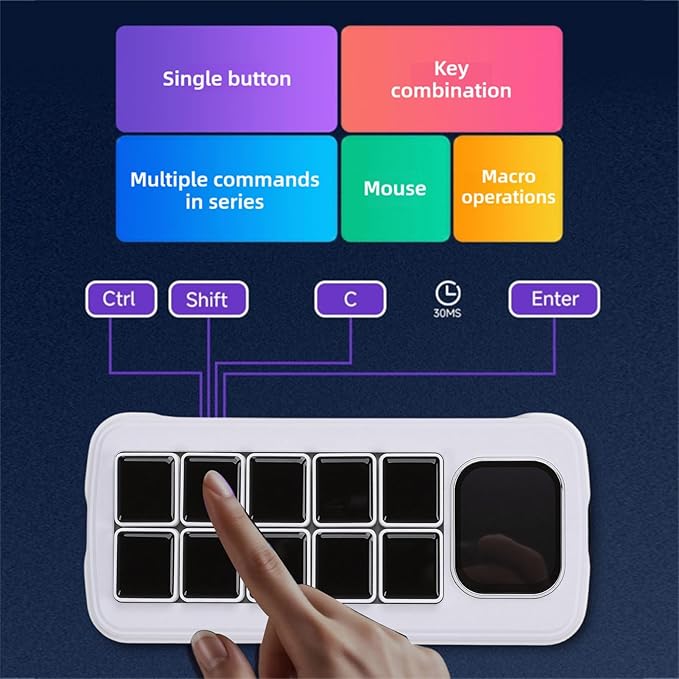 Yunseity AI Voice Control Panel, 10 LCD Mechanical Buttons with 2.01 Inch Auxiliary Screen, Support for Wins for OS X with Dynamic Theme Editor, for Smart Home Automation (Black)