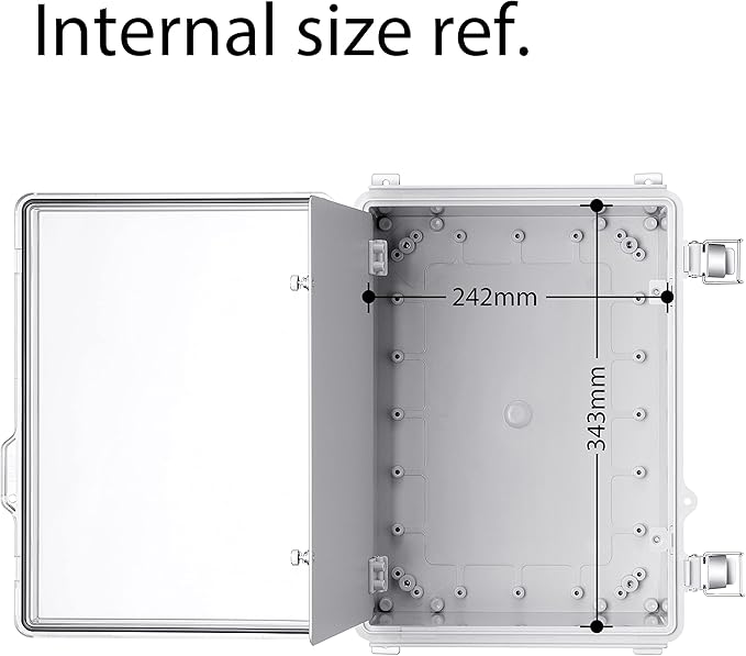 Gratury Junction Box, IP67 Waterproof Plastic Enclosure for Electrical Project, Hinged Grey Cover, Includes Mounting Plate and Wall Bracket (Transparent Cover with Inner Door, 14.6"×10.6"×5.9")