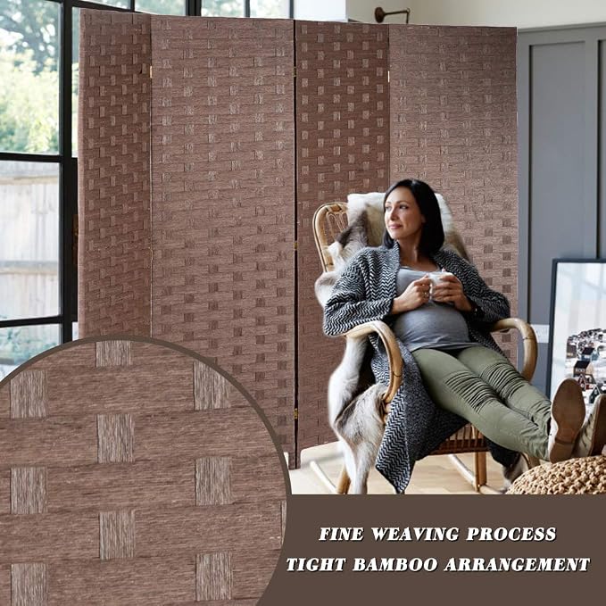 FDW 4-Panel Folding Room Divider | 6ft, Living Room - Image 2