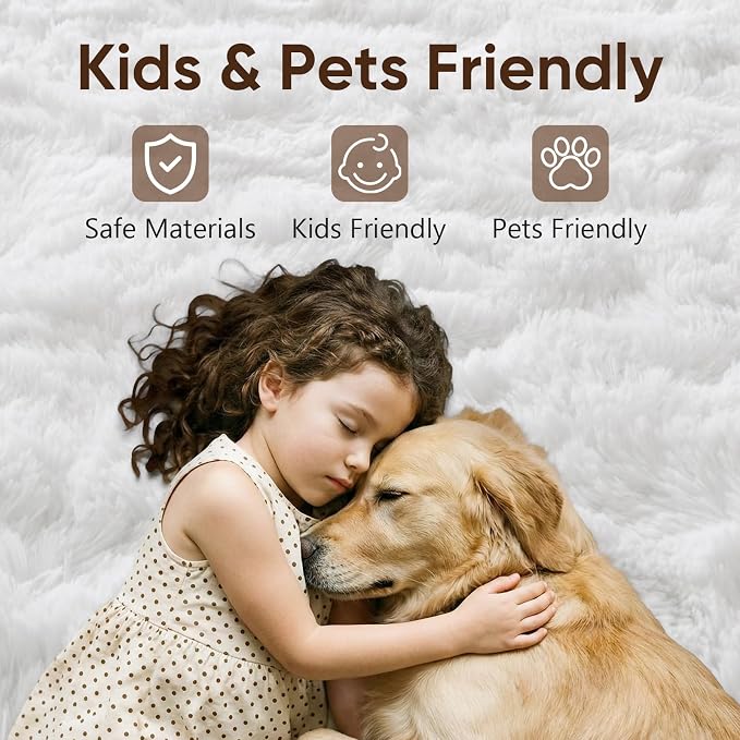 8x10 Extra Large White Fluffy Area Rug Non-Slip - Image 7