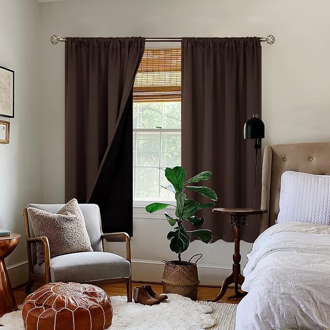 BGment Brown Blackout Curtains for Bedroom 63 Inch Length 2 Panels | Thermal - Image 2