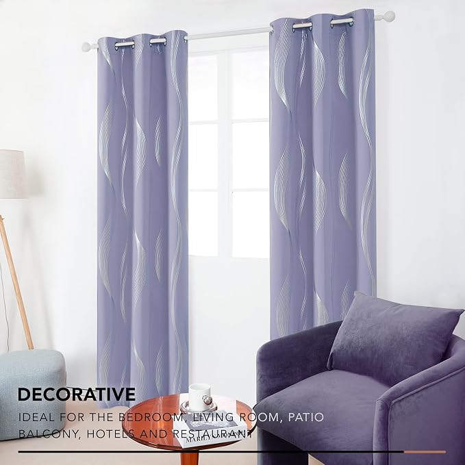 Deconovo Curtains for Living Room, Pattern Blackout Curtains 63 Inches Long | - Image 5