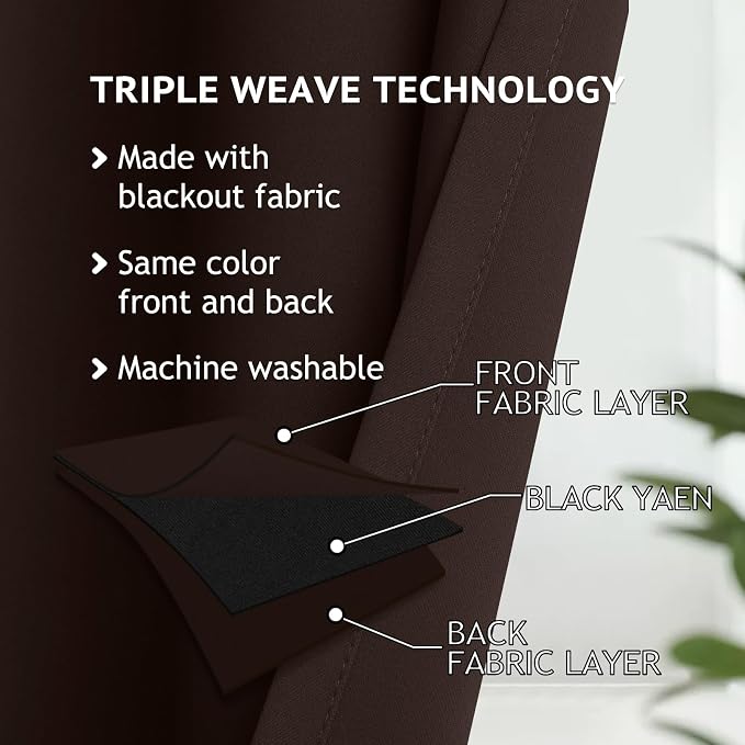 COSVIYA Grommet Room Darkening Brown Curtains 84 inch Long - Image 4