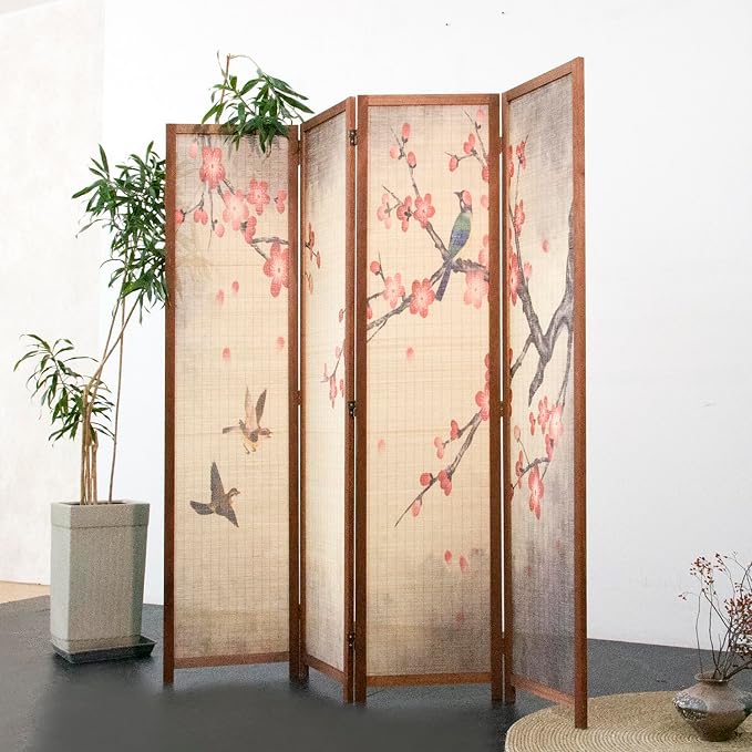 4 Panel Bamboo Room Divider for Room Separation, 5.6 ft Tall Double-Sided - Image 2