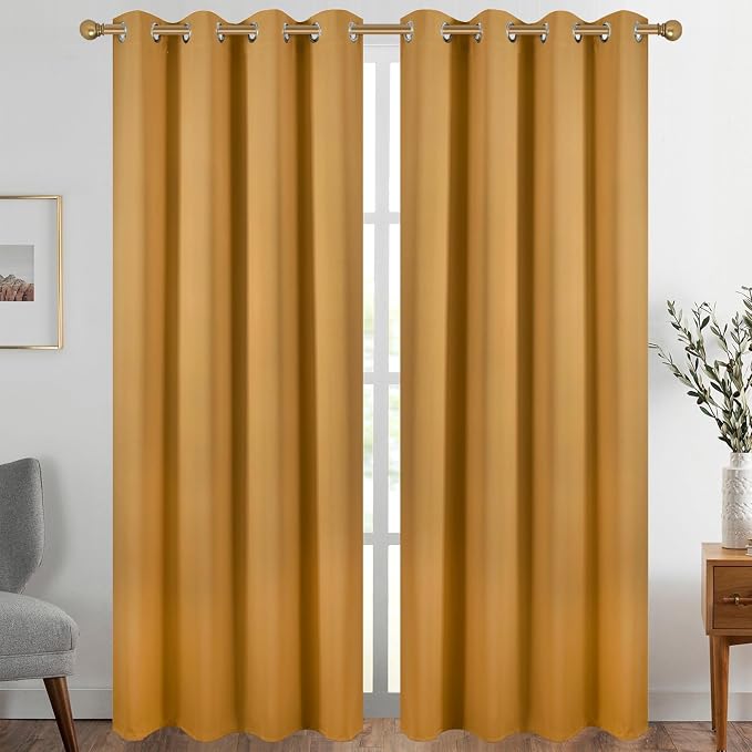 Diraysid Mustard Yellow Grommet Blackout Curtains by Diraysid%2C+refresh+your+life