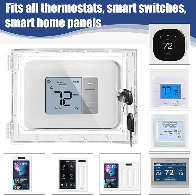 Young Dance Extra Large Thermostat Lock Box, Smart Touch Wall Switch Panel Lock With Lock Fits Smart Home Control (3-Switch Panel), 6.7" H X 5.12" W X 1.77" D or Smaller (1 Pack)