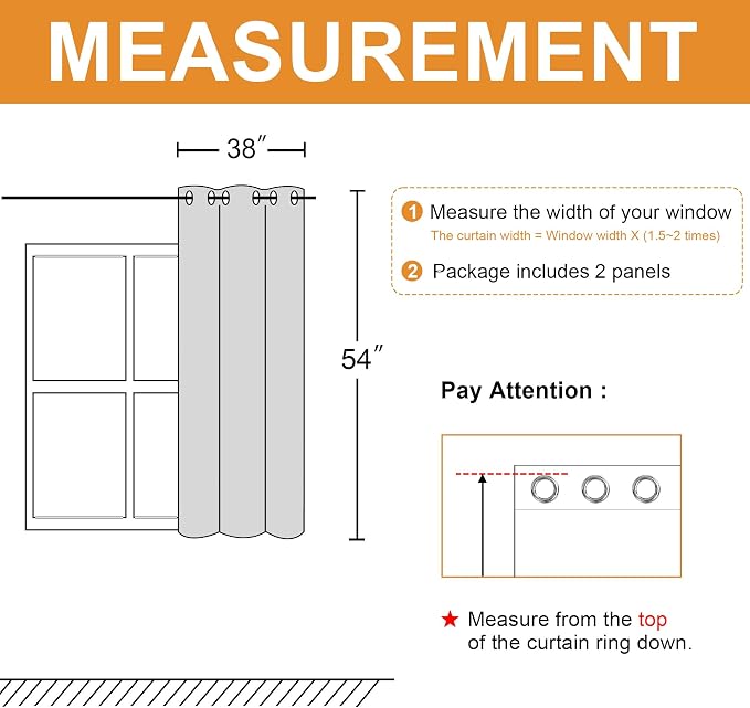 Blackout Curtains for Bedroom, 38 x 54 Inch, 2 Panels | Thermal Insulated & - Image 7