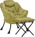 Lazy Chair with Ottoman, Comfy Reading Chair, Olive Green | Cushioned Seat with by Aunekiv