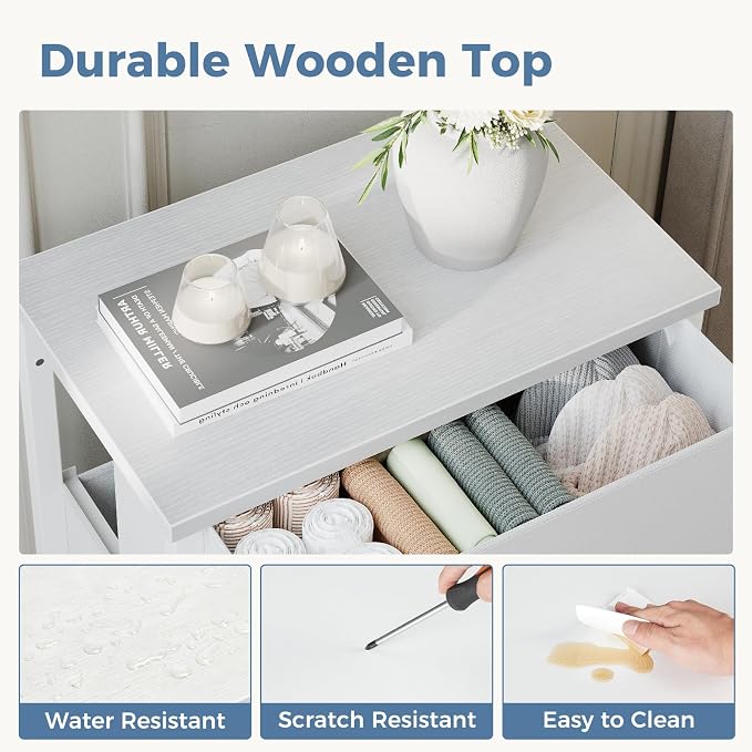 DUMOS 3 Drawer Nightstand for Bedroom, Small Night Stand Chest of Drawers | - Image 5