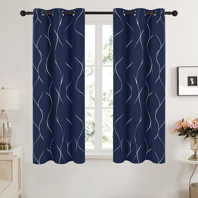 Deconovo Curtains for Living Room, Pattern Blackout Curtains 63 Inches Long | - Image 2