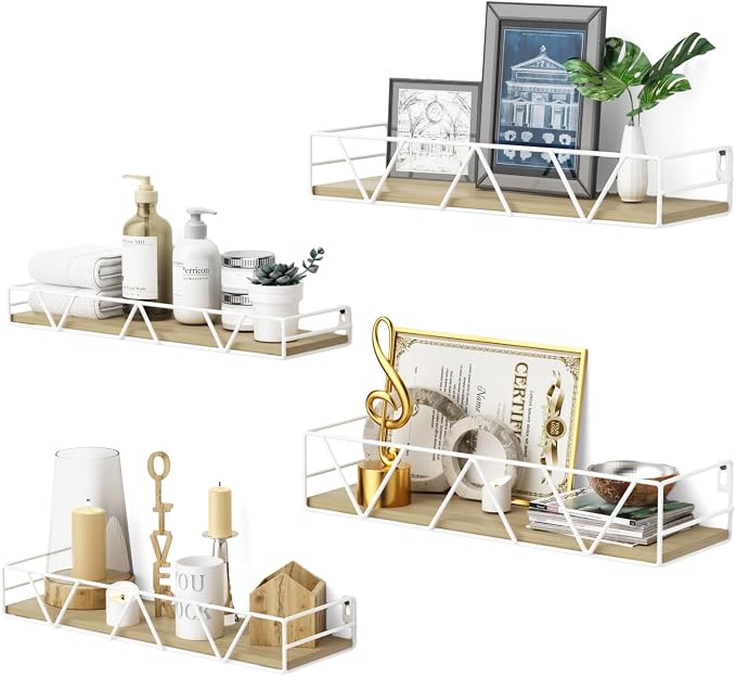 Floating Shelves Set of 4, Wood Wall Shelf, Farmhouse Shelf by Amoot
