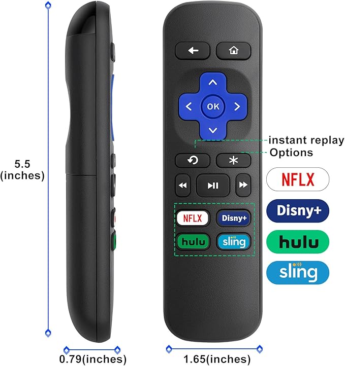 Universal Replacement Remote Control for Roku Express, for Roku Premiere, for Roku Box, for Roku Player, for Roku 1 2 3 4 -【NOT for Stick or TV】