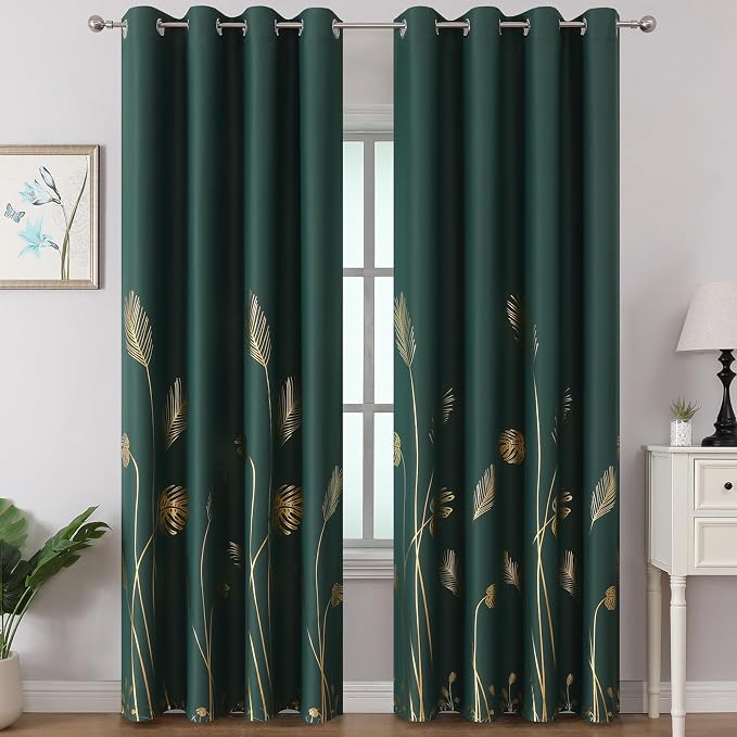 Green Blackout Curtains 102 Inches Long by ESTELARTEXTILER