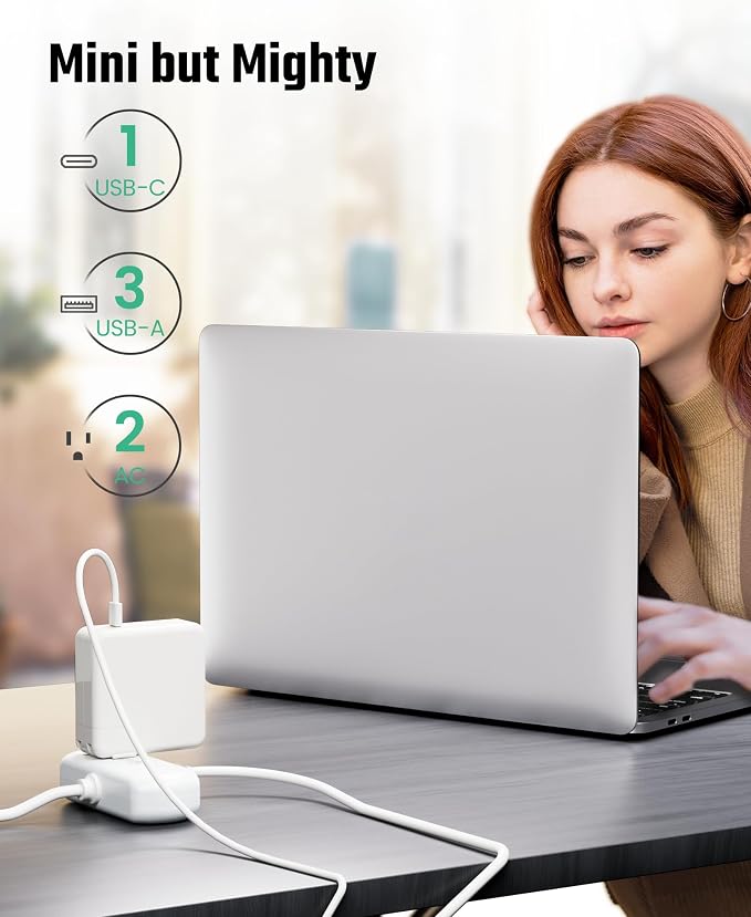 SUPERDANNY Mini Surge Protector, 2 Wide-Spaced Outlets Power Strip - Image 3