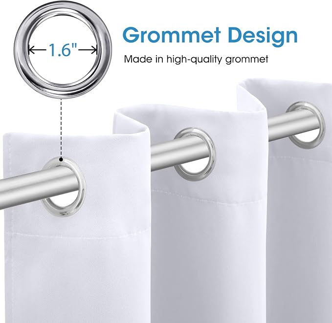 HOMEIDEAS Pure White Curtains for Bedroom 52 X 84 Inch Long 2 Panels Set - Image 4