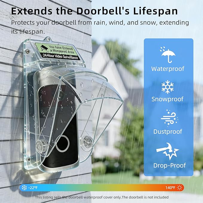 Dgyezhao Clear Outdoor Plastic Flip Doorbell Rain Cover,Camera Cover protector,weather shield Compatible doorbell accessories