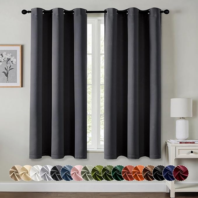 MIULEE Blackout Curtains for Bedroom 2 Panels 40 x 40 Inch Long Dark Grey | by MIULEE