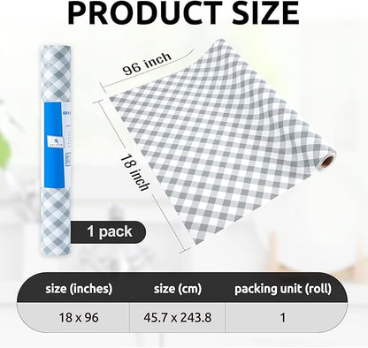 RAY STAR 18X96 Inch Shelf Liner for Kitchen Cabinets, Non-Adhesive Cabinet Liner Washable, PVC Drawer Liner for Dresser Non-Slip Bathroom (Plaid)(1 Roll)