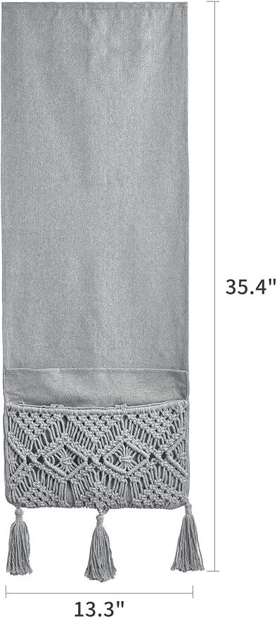 Mkono Macrame Armchair Caddy, Boho Couch Armrest Organizer, 4 Pockets Grey | - Image 6