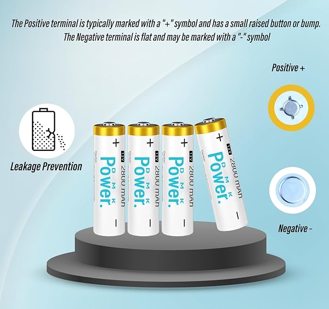 DMK POWER Rechargeable AA Batteries,2800mAh High Capacity Batteries 1.2V NiMH Low Self Discharge (4pcs)