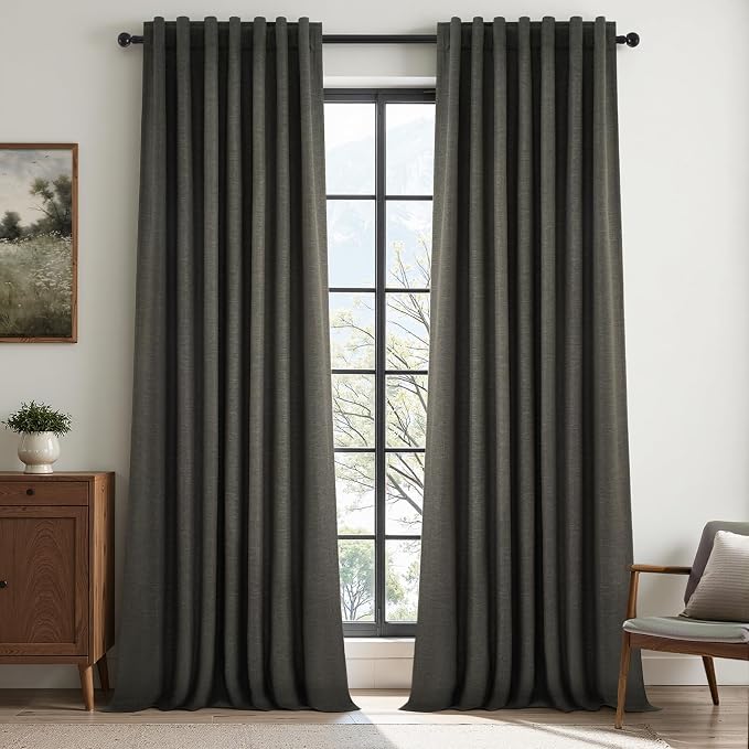 Topfinel 108 Inch Curtains 2 Panels Set Charcoal Grey Curtains 108 Inches Long by Topfinel