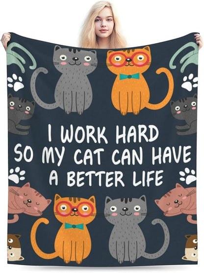 HGOD DESIGNS Cats Throw Blanket Funny Cat Blanket Animals Pet Pattern s Flannel Soft Warm Cozy Fuzzy 50"x60" Throw Blanket for for Women and Men