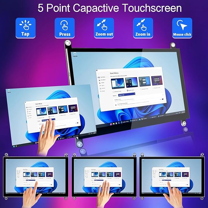 HAMTYSAN 7 Inch Raspberry Pi Screen Touchscreen Monitor 1024x600 Small HDMI Monitor w/Dual Speakers IPS Screen Display for Raspberry Pi 4/3/2 Win 11/10/8/7 Jetson Nano, Free Driver