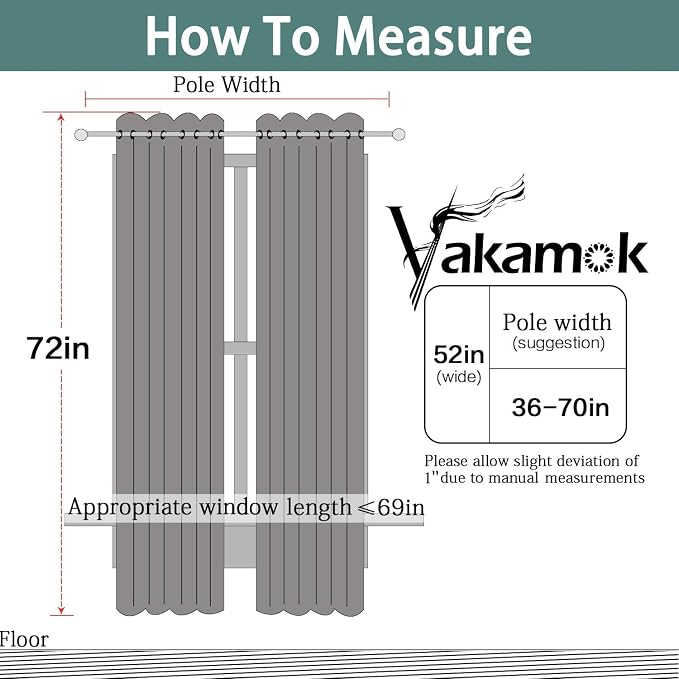 Yakamok Room Darkening Curtains 52x72 inch Length Stone Blue-Living Room | 2 - Image 8